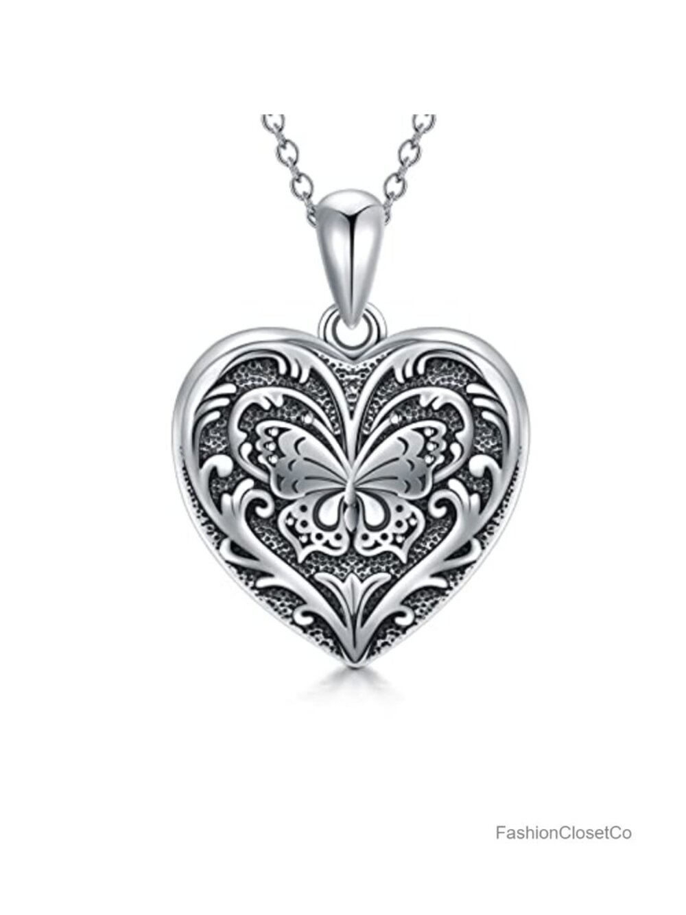 SOULMEET Sterling Silver Butterfly Locket Necklace Photo Picture Holder